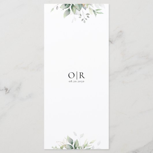 Eucalyptus Blad Groen Bruiloft Menu (Achterkant)