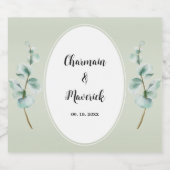 Eucalyptus blad groen bruiloft sparkling wijnetiket (Enkel label)