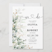 Eucalyptus blad groen bruiloft uitnodiging (Voorkant)