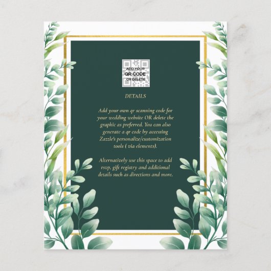 Eucalyptus Bladeren GOUDEN BRUILOFT QR CODE UITNOD Flyer (Achterkant)