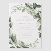 Eucalyptus bladeren krans moderne bruiloft vellum uitnodigingen (Voorkant)