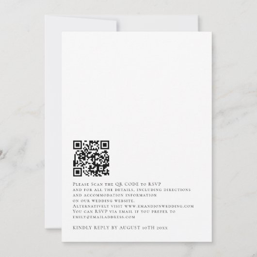 Eucalyptus Bladeren QR Code Script Trouwen Kaart (Achterkant)