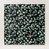 Eucalyptus bladeren: witte bloemen patroon legpuzzel (Horizontaal)