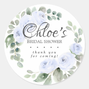 Eucalyptus Blauwe Bloemige Bruidsdouche Dank Je We Ronde Sticker