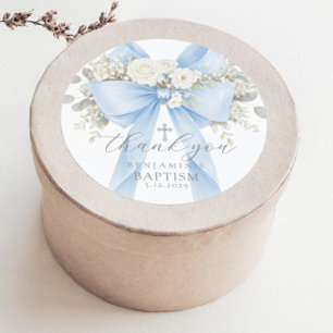 Eucalyptus Blauwe Boog Doop Bedankt Ronde Sticker