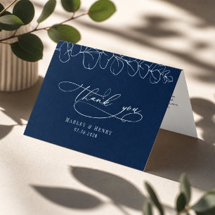 Eucalyptus Bleu Marine Mariage Carte de Remercieme