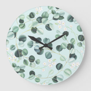 Eucalyptus Bliss: Turquoise Waterverf. Grote Klok