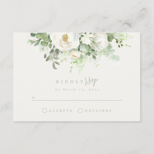 Eucalyptus Bloemen Bruiloft RSVP Behuizing Kaart (Voorkant)