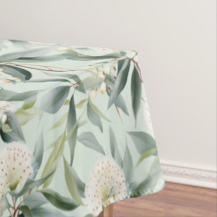 Eucalyptus Bloemen Groene Witte Stof Tafelkleed
