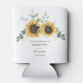 Eucalyptus Bloemen Zonnebloem Moderne bruiloft Blikjeskoeler (Achterkant)