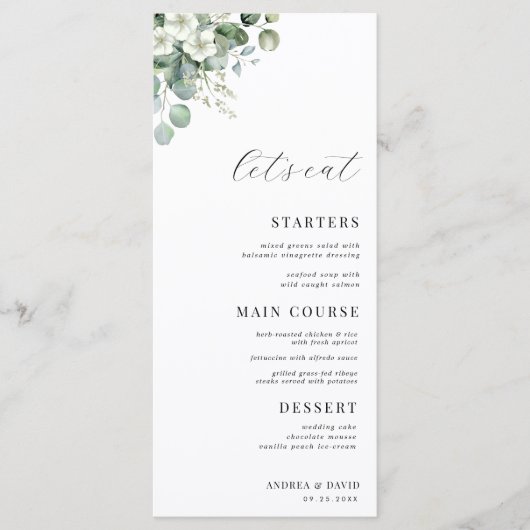 Eucalyptus bloemenbladeren Laten we het script bru Menu (Voorkant)