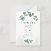 Eucalyptus bloemenbruiloft Bewaar de datum Notitiekaartje (Voorkant)