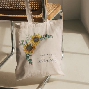Eucalyptus Bloemenzonnebloem Bruidsmeisje Favor Tote Bag