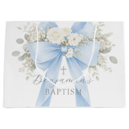 Eucalyptus Blue Bow Baby Boy Baptism Groot Cadeauzakje