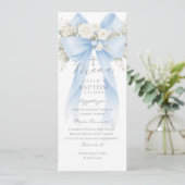 Eucalyptus Blue Bow Elegant Baptism Menu (Staand voorkant)