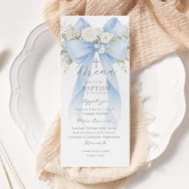 Eucalyptus Blue Bow Elegant Baptism Menu