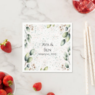 Eucalyptus Blush Alcohol Ink Bruiloft Servet