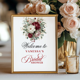 Eucalyptus Blush Burgundy Bruiloft Borrel Bord Poster