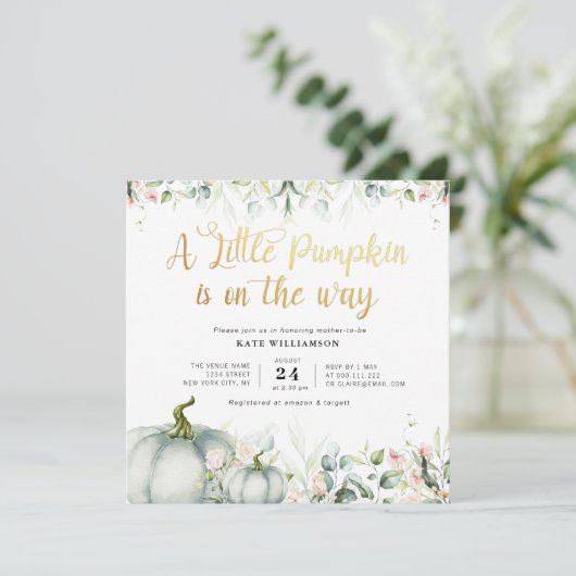 eucalyptus blush floral petite invitation citrouil (Debout devant)
