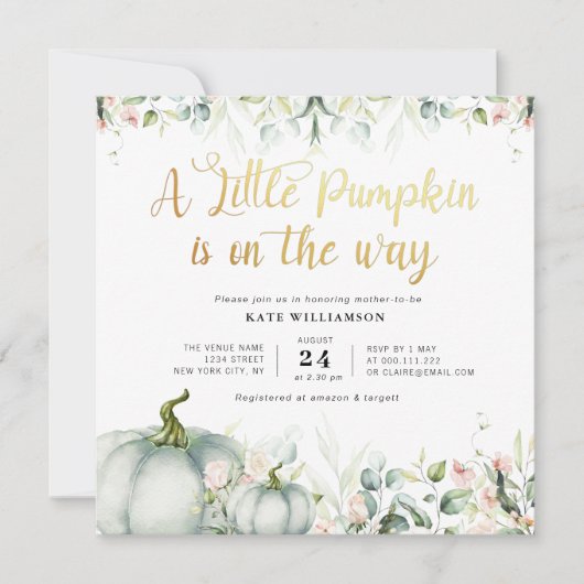 eucalyptus blush floral petite invitation citrouil (Devant)