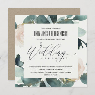 EUCALYPTUS BLUSH ROOS FOLIAGE WATERVERF WEDDING KAART