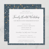 EUCALYPTUS BLUSH ROOS KRAFT NAVY WORKSHOP EVENT KAART (Voorkant / Achterkant)