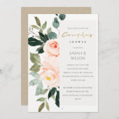 Eucalyptus Blush Rose Couples Rose Invitation de d (Devant / Derrière)