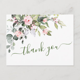 Eucalyptus Blush Roses Weddenschap Bedankt Briefkaart