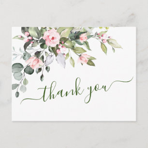 Eucalyptus Blush Roze Rozen Trouw Bruidsboeket Bed Briefkaart