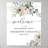 Eucalyptus Blush Uitnodiging voor het Verloving Fe Poster (Voorkant)