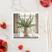 Eucalyptus boeket op kant tafelkleed servet (Insitu)