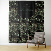 Eucalyptus Boho Boog Zwarte Bruidsdouche Achtergro Wandkleed (In situ)