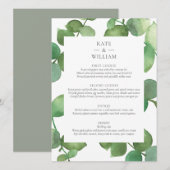 Eucalyptus Boho Groene Bloemen Bruiloftsmenu Menu (Voorkant / Achterkant)