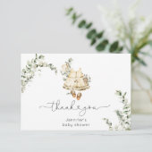 Eucalyptus boho kinderkamer kleding baby shower bedankkaart (Staand voorkant)