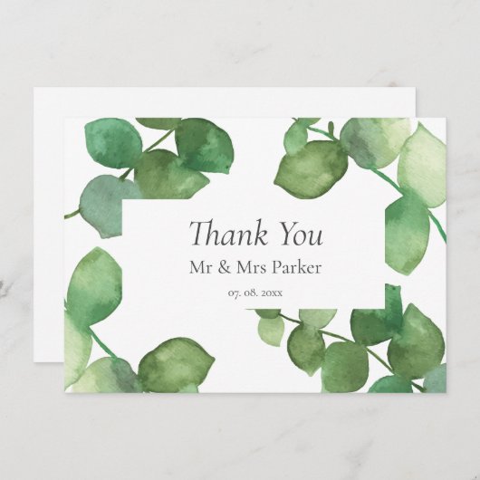 Eucalyptus Boho Merci Mariage verdoyant (Devant / Derrière)