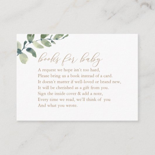 Eucalyptus Books for Baby Book Request Informatiekaartje (Voorkant)