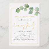 Eucalyptus Border Wedding Evding Party Gold Real Folie Uitnodiging (Voorkant)