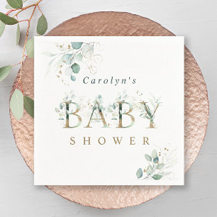 Eucalyptus Botanical Gold Letter Baby shower Servet