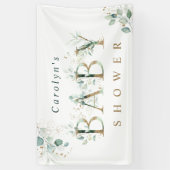 Eucalyptus Botanical Gold Letter Baby shower Spandoek (Verticaal)
