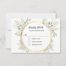 Eucalyptus Botanical Gold RSVP Meal Response Kaart