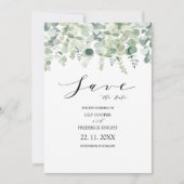 Eucalyptus Botanical Green Wedding Save The Date (Voorkant)