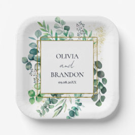 Eucalyptus Botanical Greenery Leaves Wedding Papieren Bordje