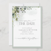 Eucalyptus Botanical Greenery Script Photo Weddens Save The Date (Voorkant)