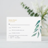 Eucalyptus Botanical Greenery Wedding Invitation,  RSVP Kaartje (Staand voorkant)