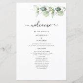 Eucalyptus Botanical Greenery Wedding Programme (Devant)