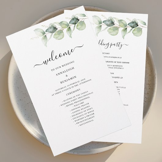 Eucalyptus Botanical Greenery Wedding Programme
