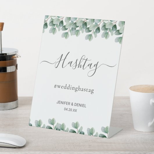 Eucalyptus Botanical Greenery Wedding Reclamebord Met Voetstuk (Insitu)