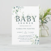 Eucalyptus Botanical Letter Baby shower Kaart (Staand voorkant)
