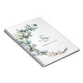 Eucalyptus Botanical Monogram Weddenschap Notitieb Notitieboek (Rechterzijde)