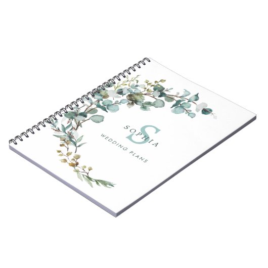 Eucalyptus Botanical Monogram Weddenschap Notitieb Notitieboek (Linkerzijde)